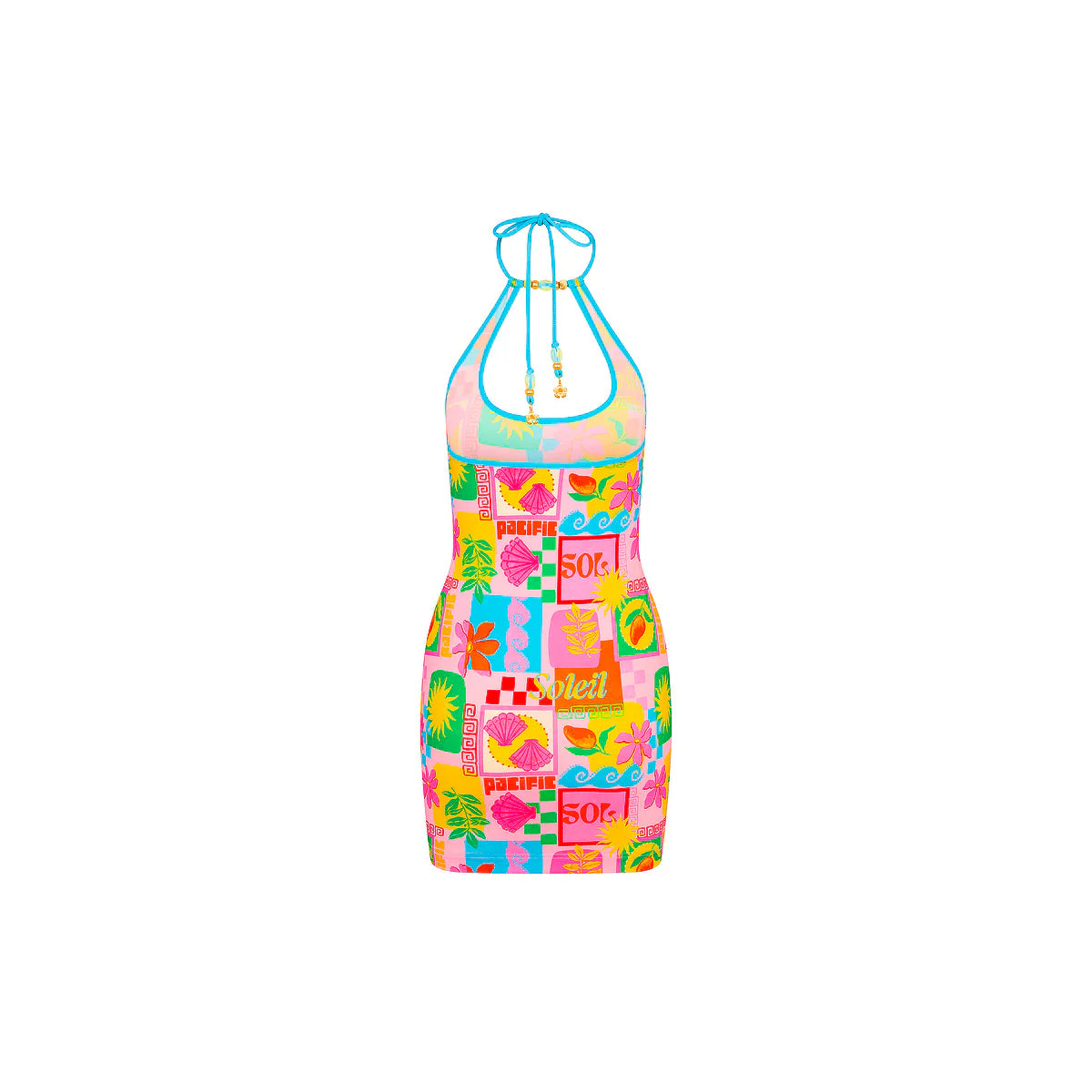 Beaded Halter Mini Dress - Sunkissed Coast - Image 7