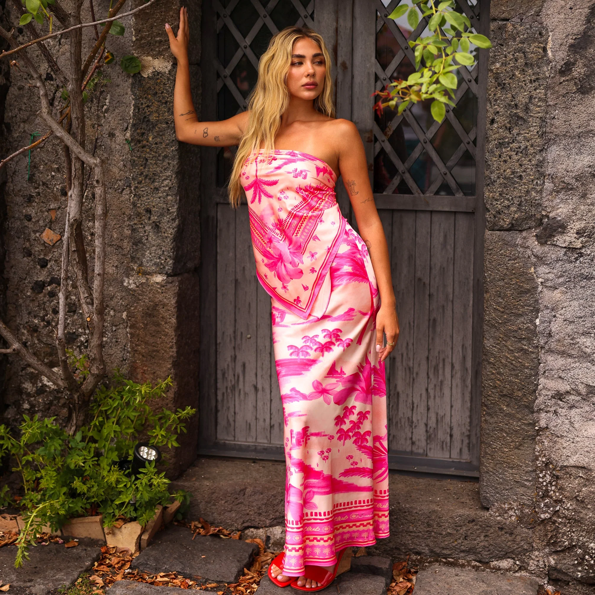 Bias Drawstring Maxi Skirt - Sippin Pretty - Image 3