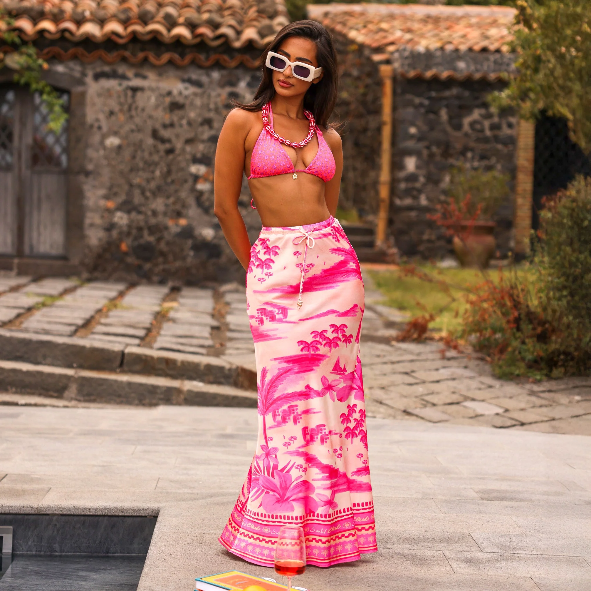 Bias Drawstring Maxi Skirt - Sippin Pretty - Image 4