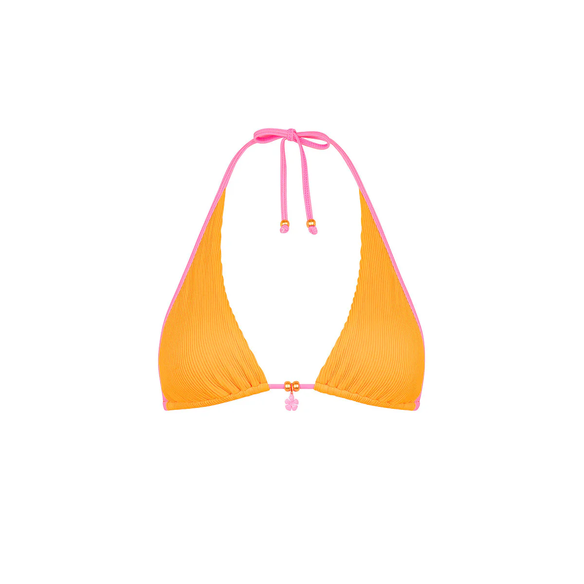 Bind Tie Halter Bikini Top - Peach Pop