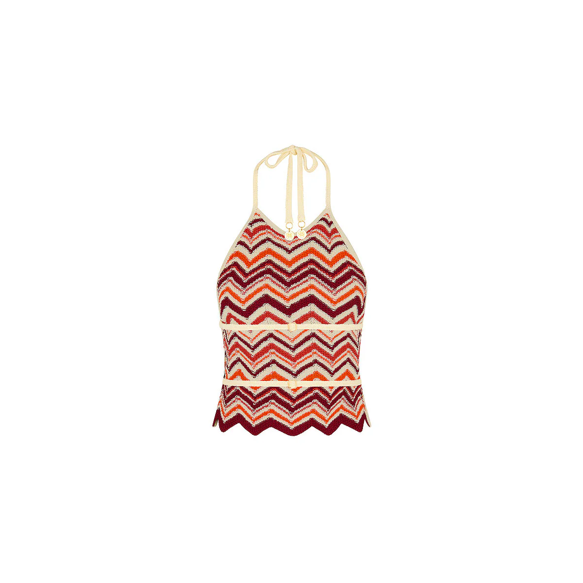 Chevron Knit Halter Crop Top - Toffee Twist - Image 8