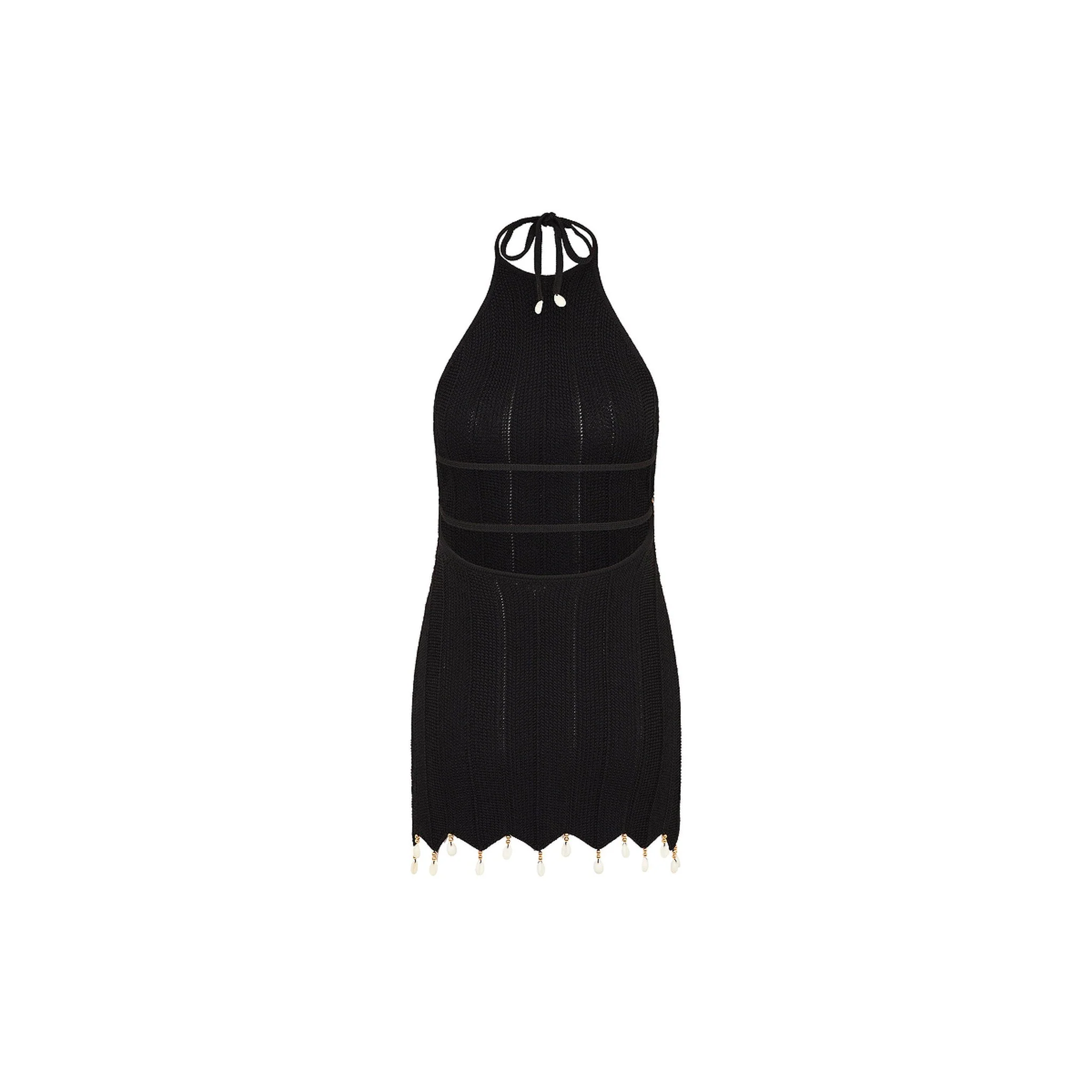 Chevron Knit Halter Mini Dress - Twilight Black - Image 10