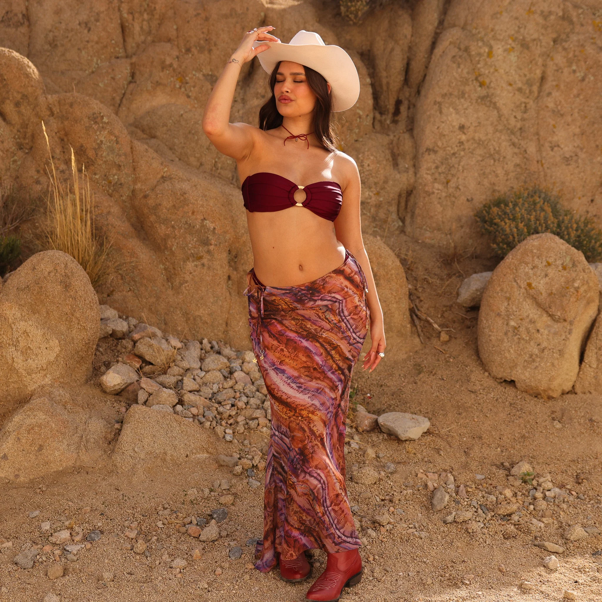 Chiffon Tie Side Maxi Skirt - Tropical Viper - Image 3