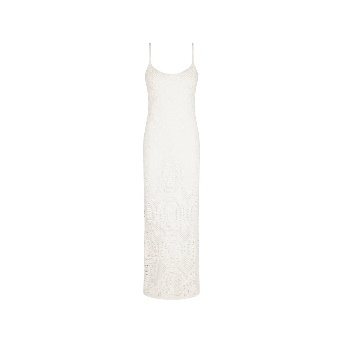 Crochet Lace Knit Maxi Dress - Whipped White