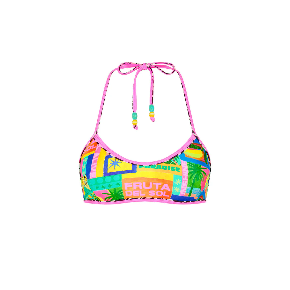 Double Bind Crop Halter Bikini Top - Sun Honey