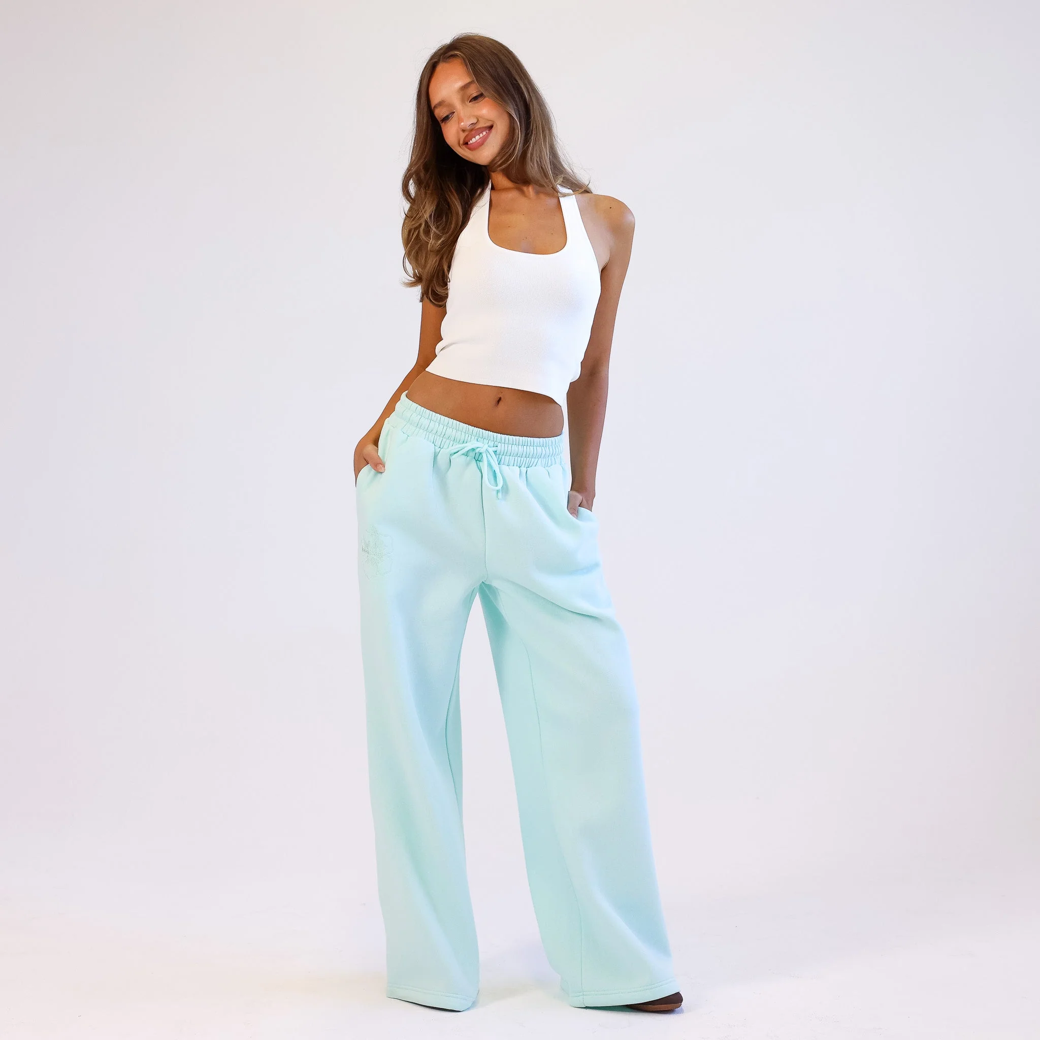 Embroidered Track Pants - Jelly Mint - Image 2