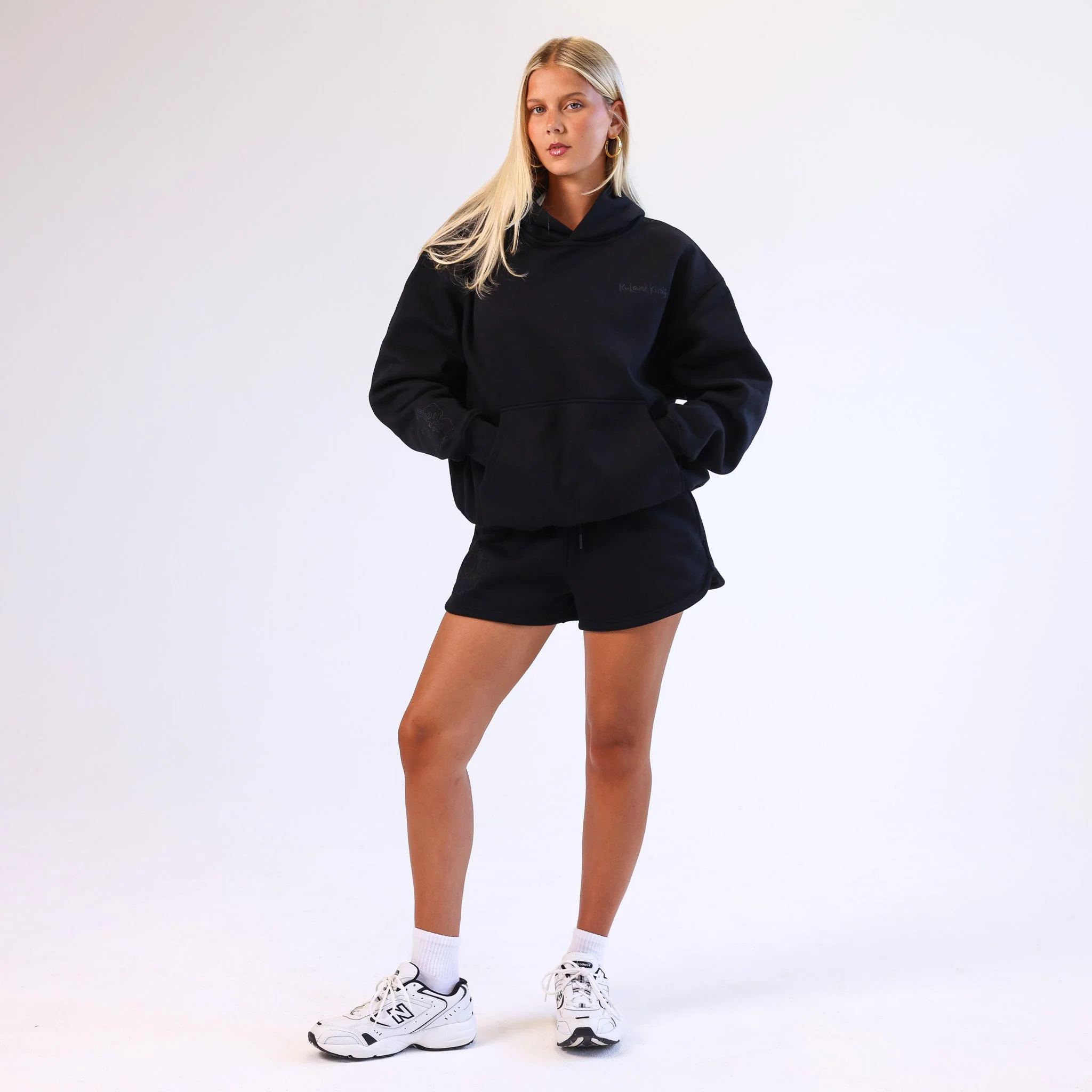 Embroidered Track Shorts - Twilight Black - Image 3