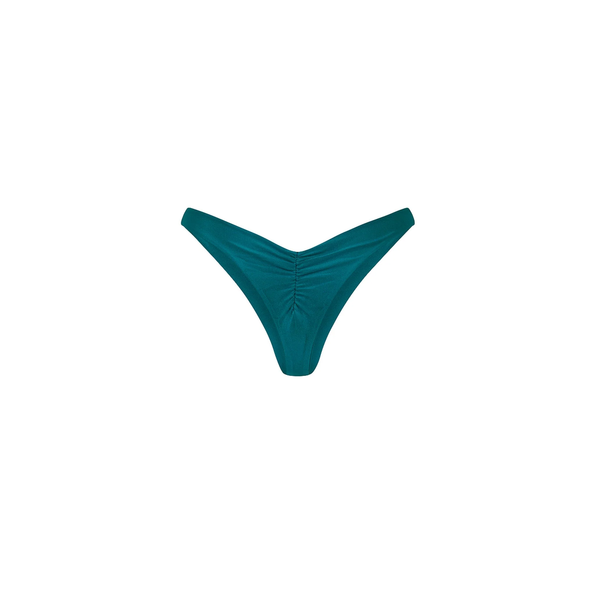 Gathered Deep V Thong Bikini Bottom - Laguna Haze - Image 9