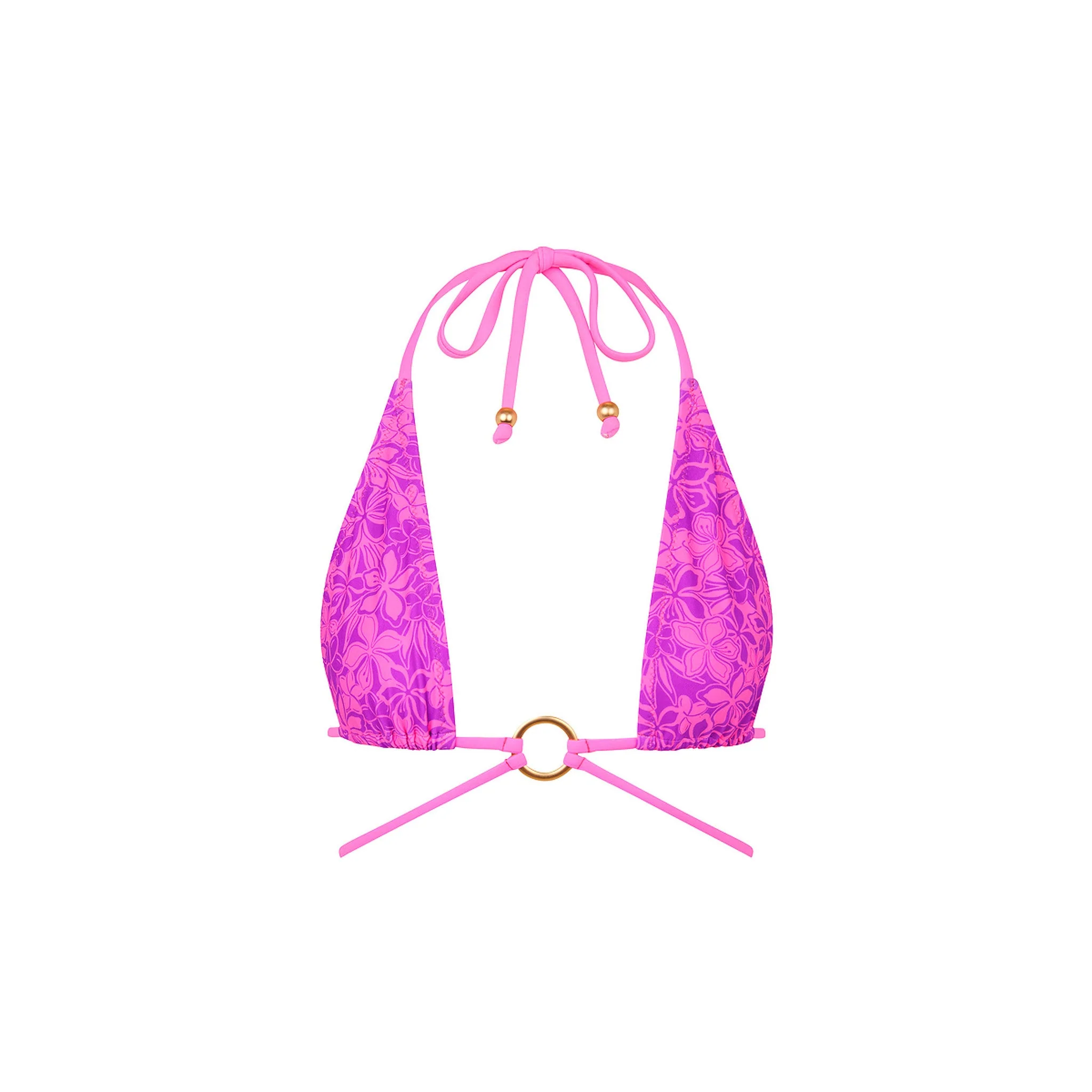 Halo Ring Halter Bikini Top - Bubble Berry