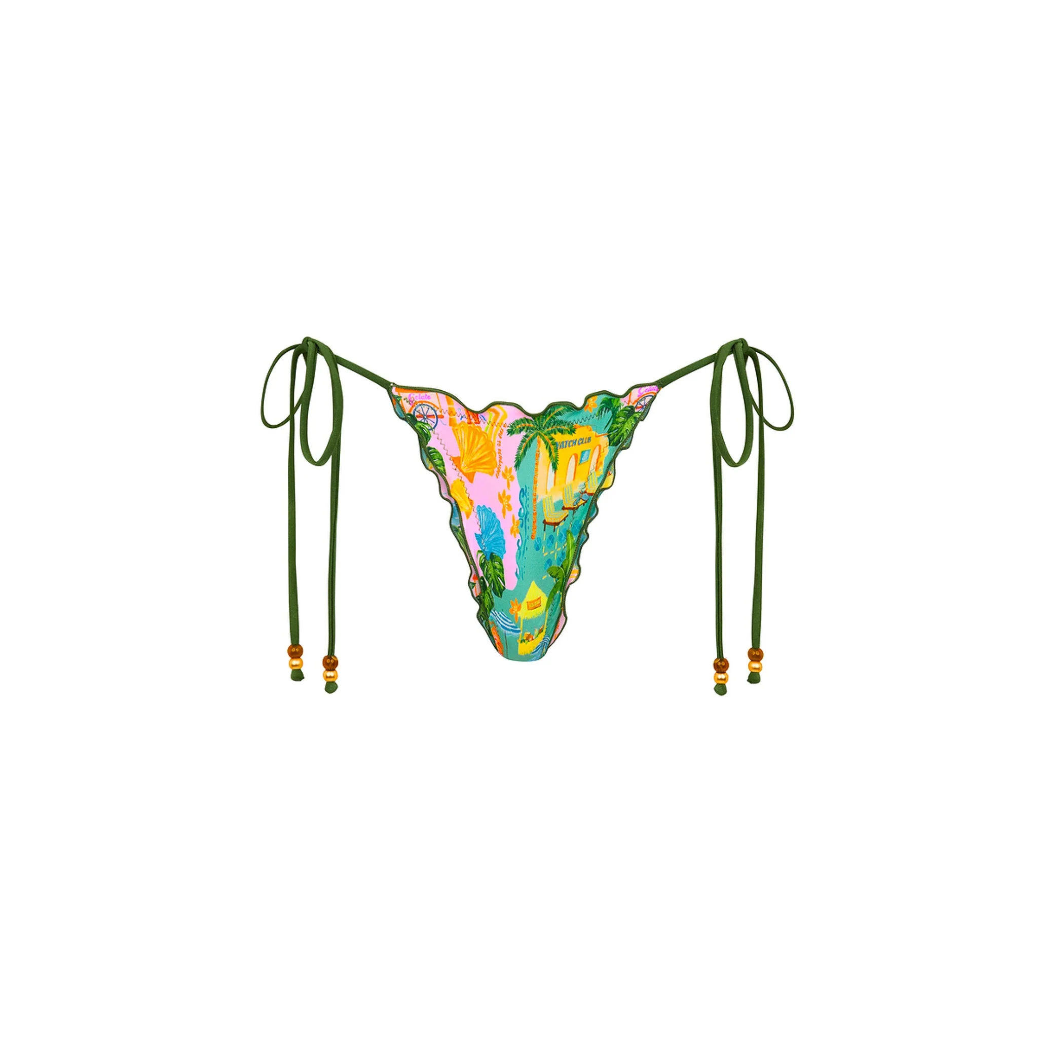 Lettuce Edge Thong Tie Bikini Bottom - Sunlit Spritz