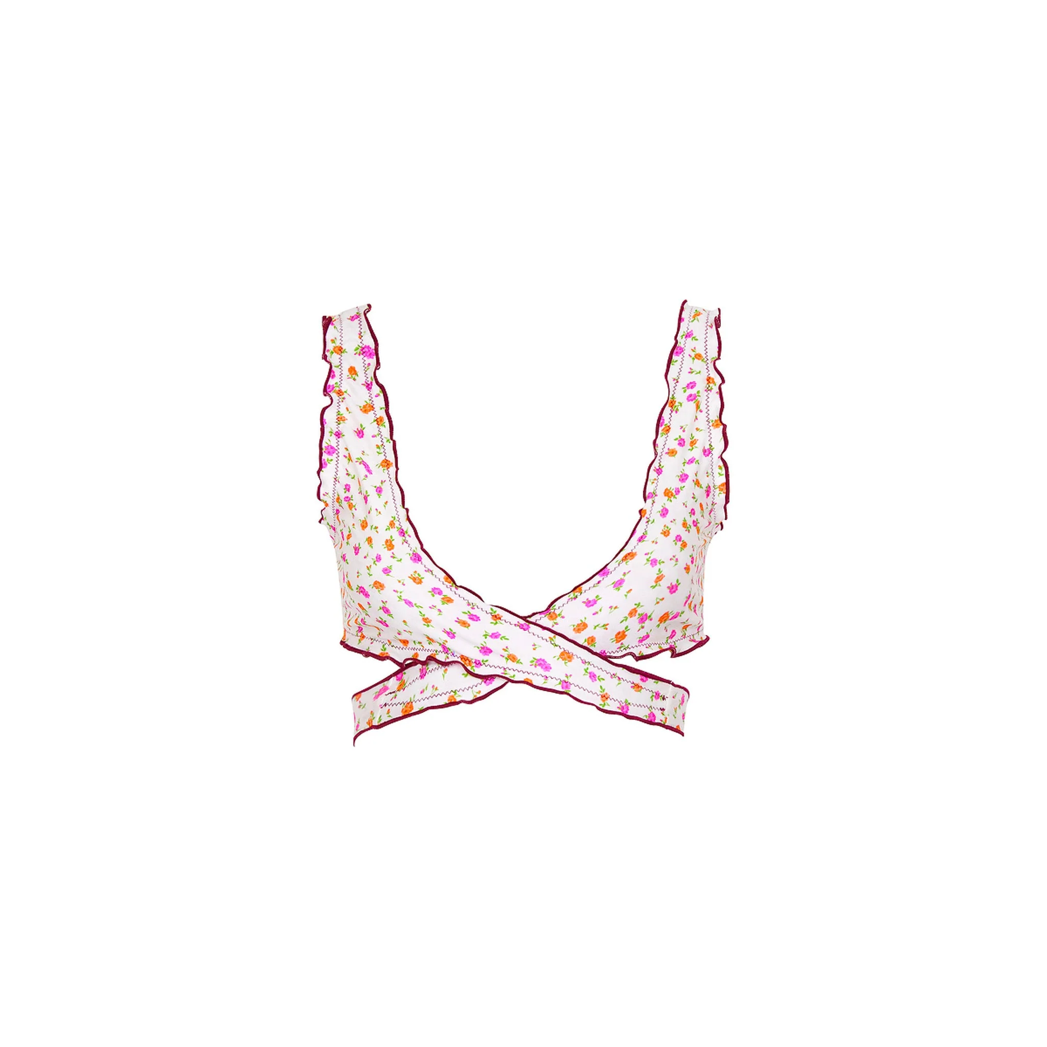 Lettuce Edge Wrap Bikini Top - Rosie Posie