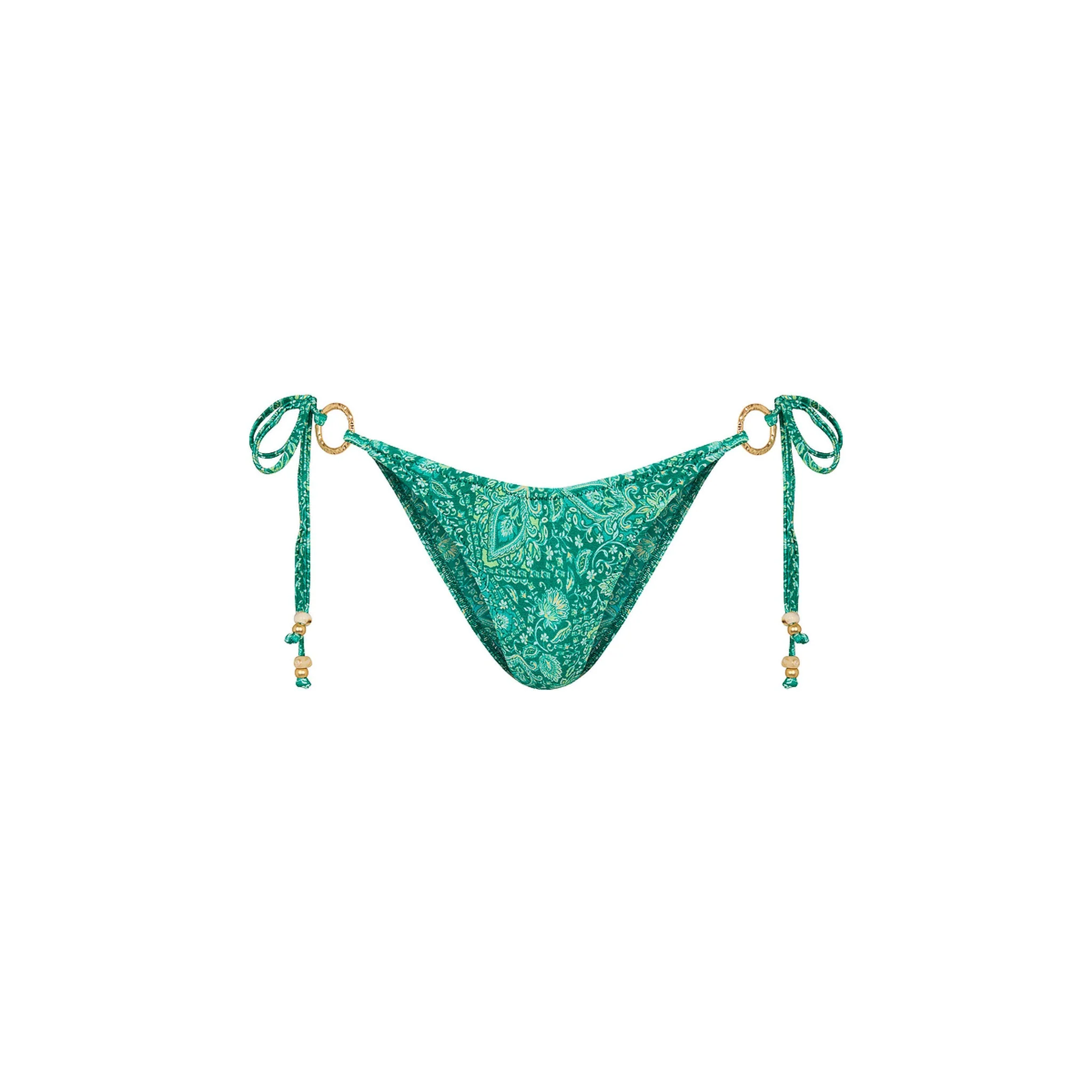 Ring Cheeky Tie Bikini Bottom - Emerald Aura