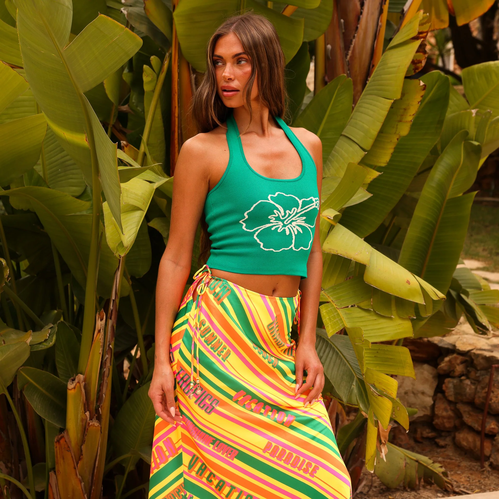 Satin Tie Side Maxi Skirt - Sunshine Lover - Image 11