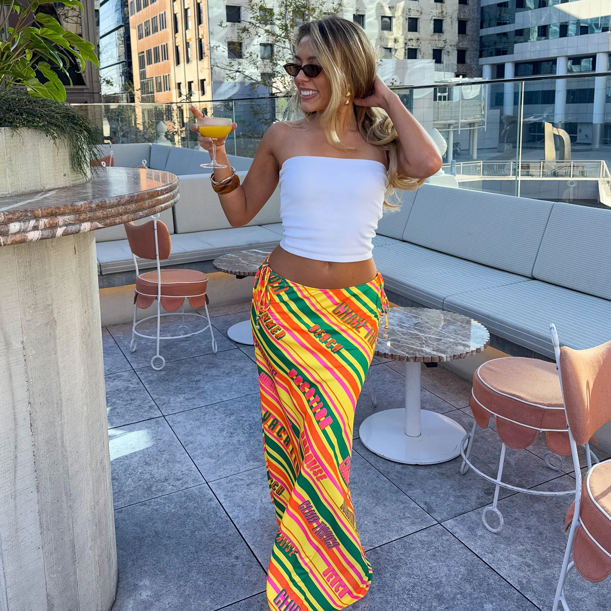 Satin Tie Side Maxi Skirt - Sunshine Lover - Image 8