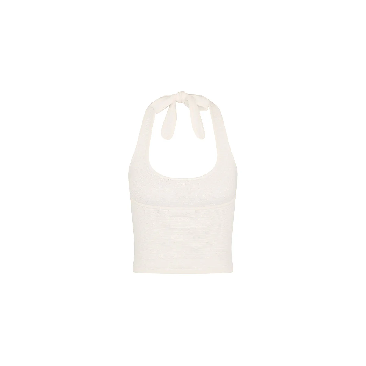 Scoop Knit Halter Tank Top - Whipped White - Image 7