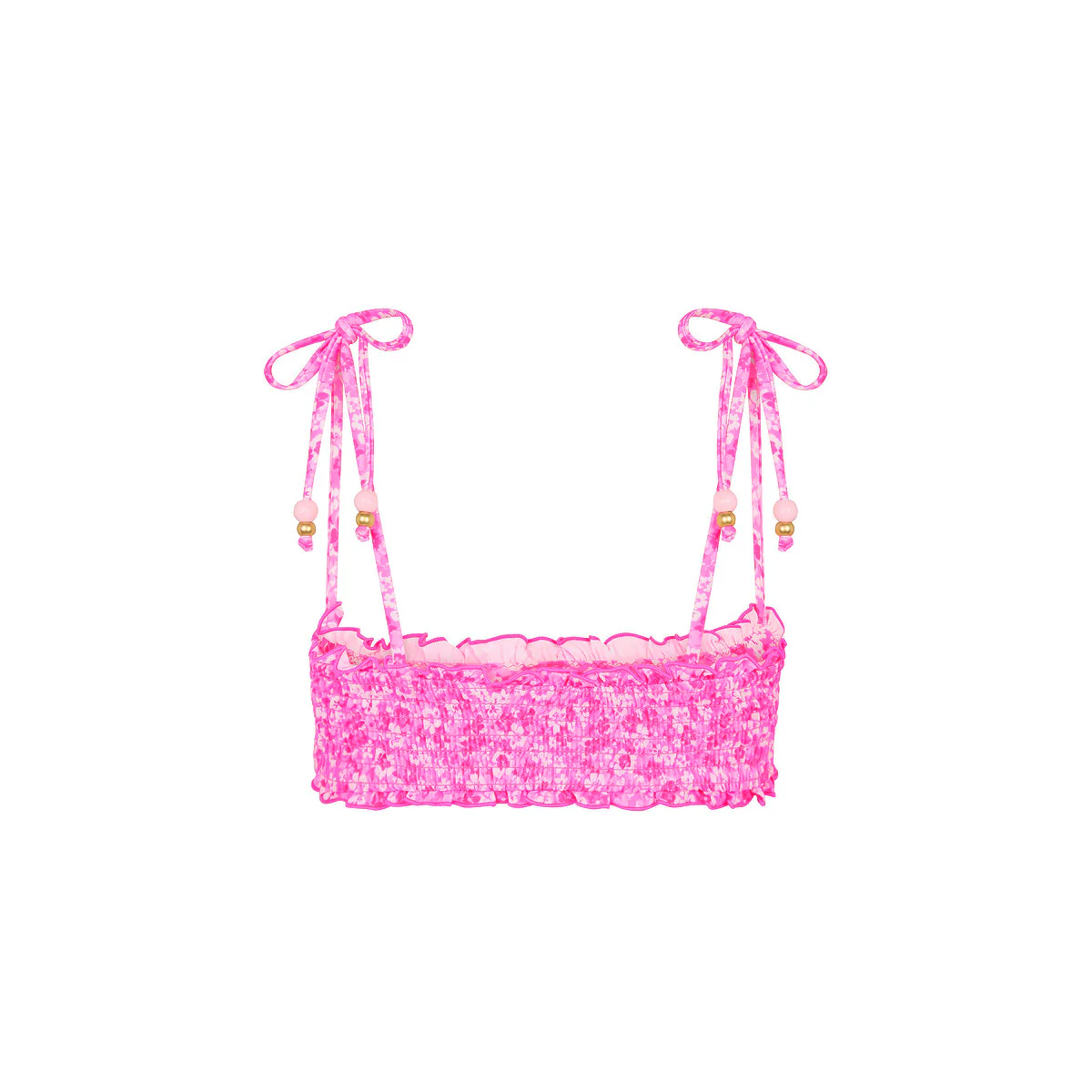 Shirred Crop Tie Bikini Top - Berry Burst - Image 9