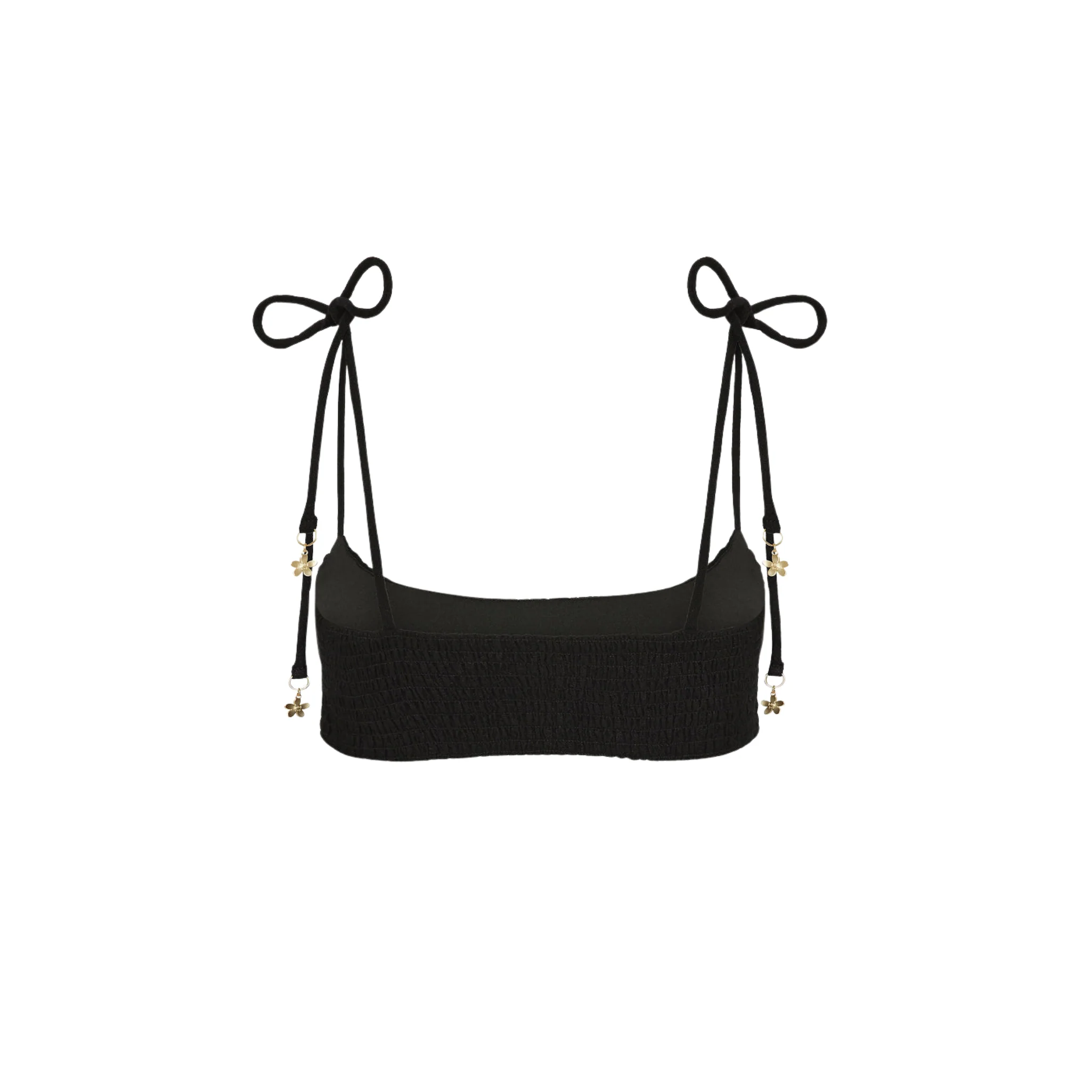 Simple Shirred Tie Crop - Natural Black - Image 11